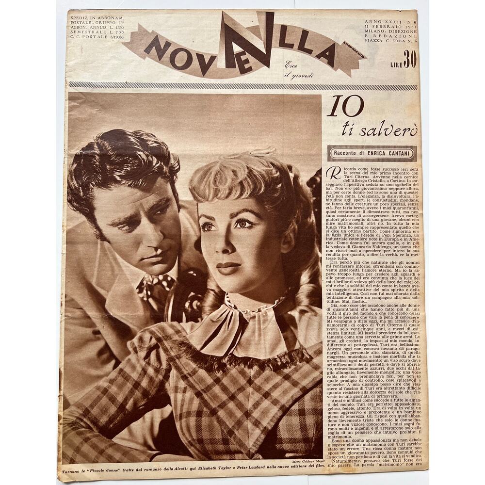 1951 Italian Little Women Elizabeth Taylor Magazine Cleopatra, National Velvet